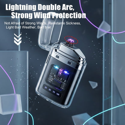 Dual Arc Electric Lighter with USB Type-C Charging and LED Power Display