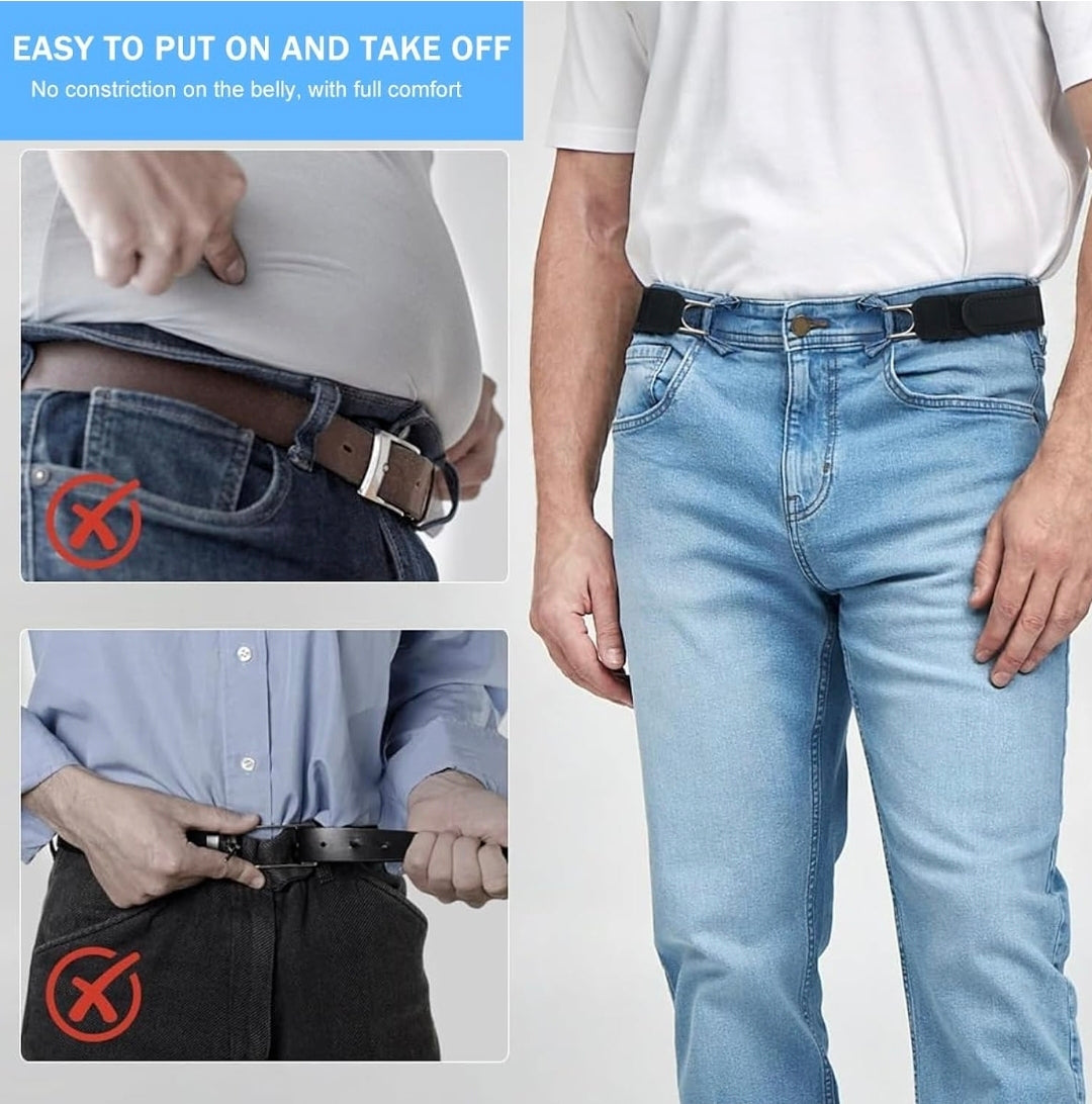 Buckleless Belt Hook Tactical Metal Hook Elastic Belt Unisex Buckle-Less Invisible Waist Belts for Work & Edc