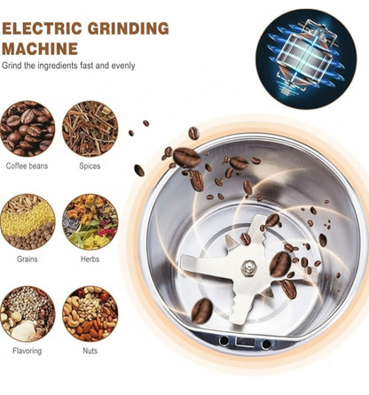Portable Electric Coffee Grinder Spice & Coffee Bean Grinder Stainless Steel 4 Blade Mixer Grinder for Masala & Herb Push Button Control Durable Grinding Machine for Dry Item (Medium)