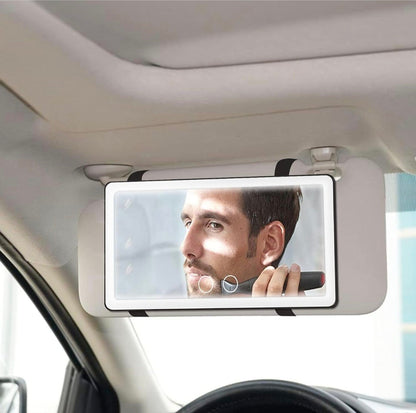 Upgrade Car Sun Visor Vanity Mirror With 80 LEDs - 3 Light Modes, Rechargeable, Dimmable Touch Control - Universal for Car, Truck, SUV