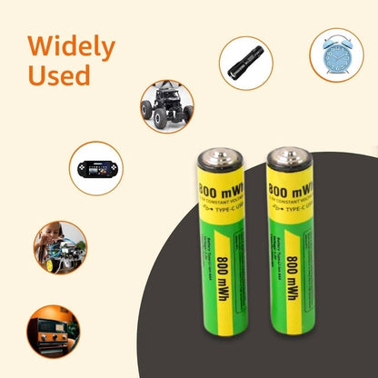Type C Rechargeable AA Batteries 800mWh (2 Pack)