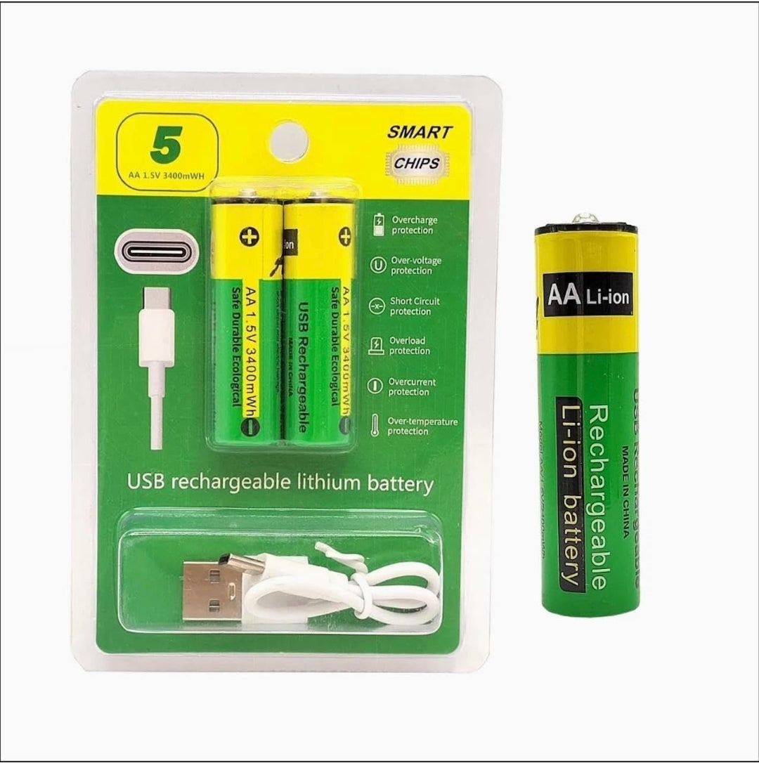 Type C Rechargeable AA Batteries 800mWh (2 Pack)