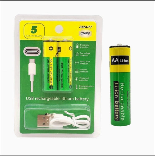 Type C Rechargeable AA Batteries 800mWh (2 Pack)