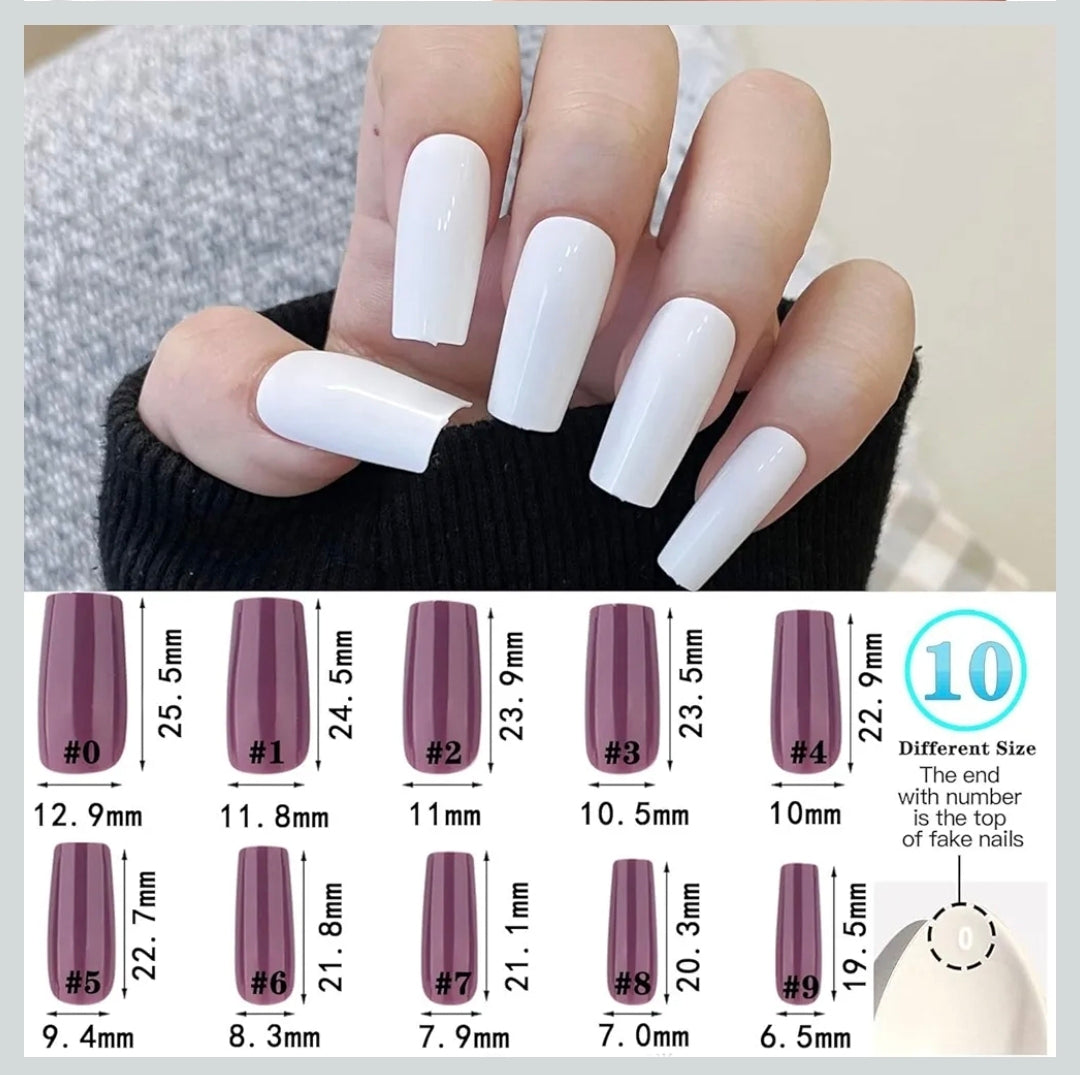 576 Pcs Glossy Straight Fake Nails Full Cover Coffin Acrylic Tips(24 Colours)