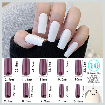 576 Pcs Glossy Straight Fake Nails Full Cover Coffin Acrylic Tips(24 Colours)