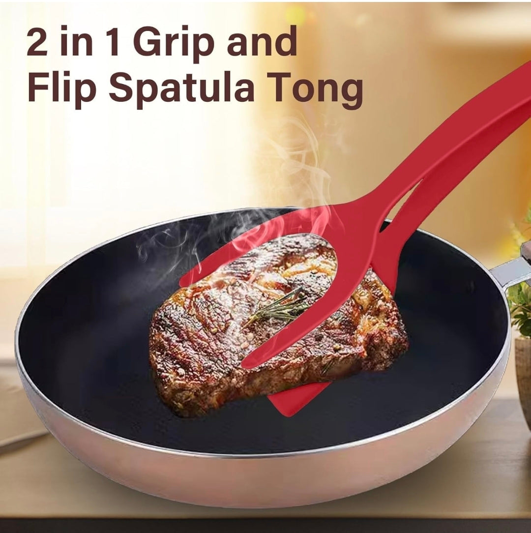 Colorful 2 in 1 Silicone Spatula Tongs for Cooking