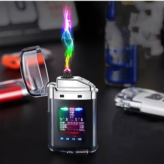 Dual Arc Electric Lighter with USB Type-C Charging and LED Power Display