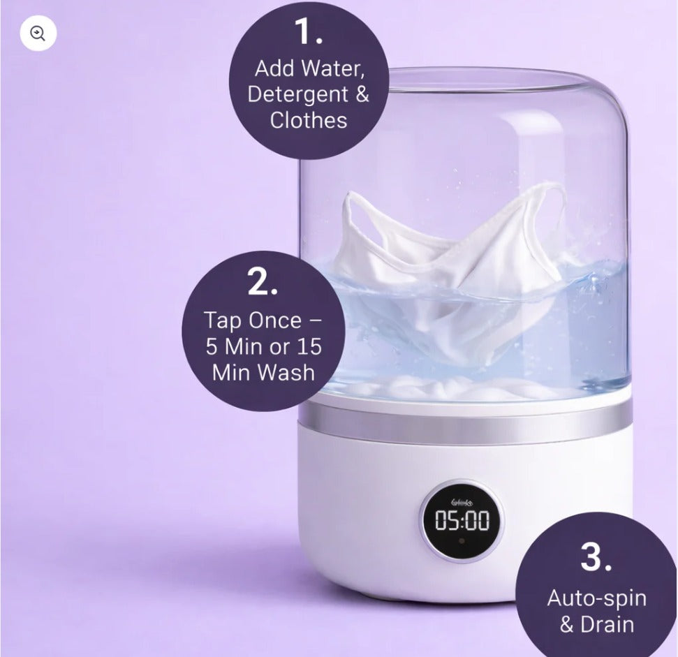 Mini Washing Machine (1L) – Compact, Powerful & Travel-Friendly!