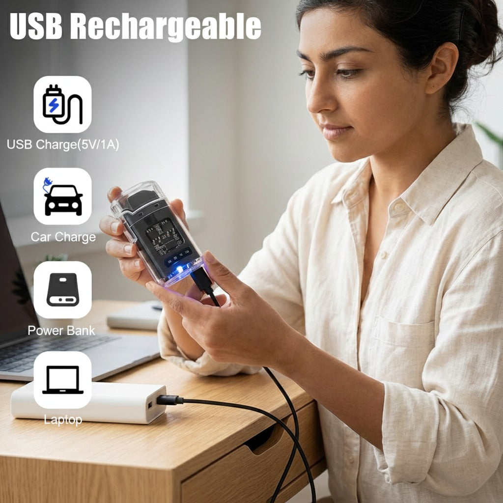 Dual Arc Electric Lighter with USB Type-C Charging and LED Power Display