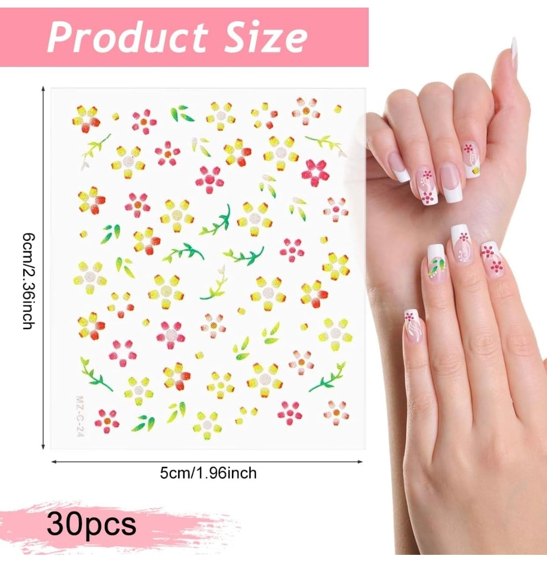 Mini Flower Nail Art colorful Stickers (30 Sheets)