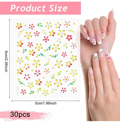 Mini Flower Nail Art colorful Stickers (30 Sheets)