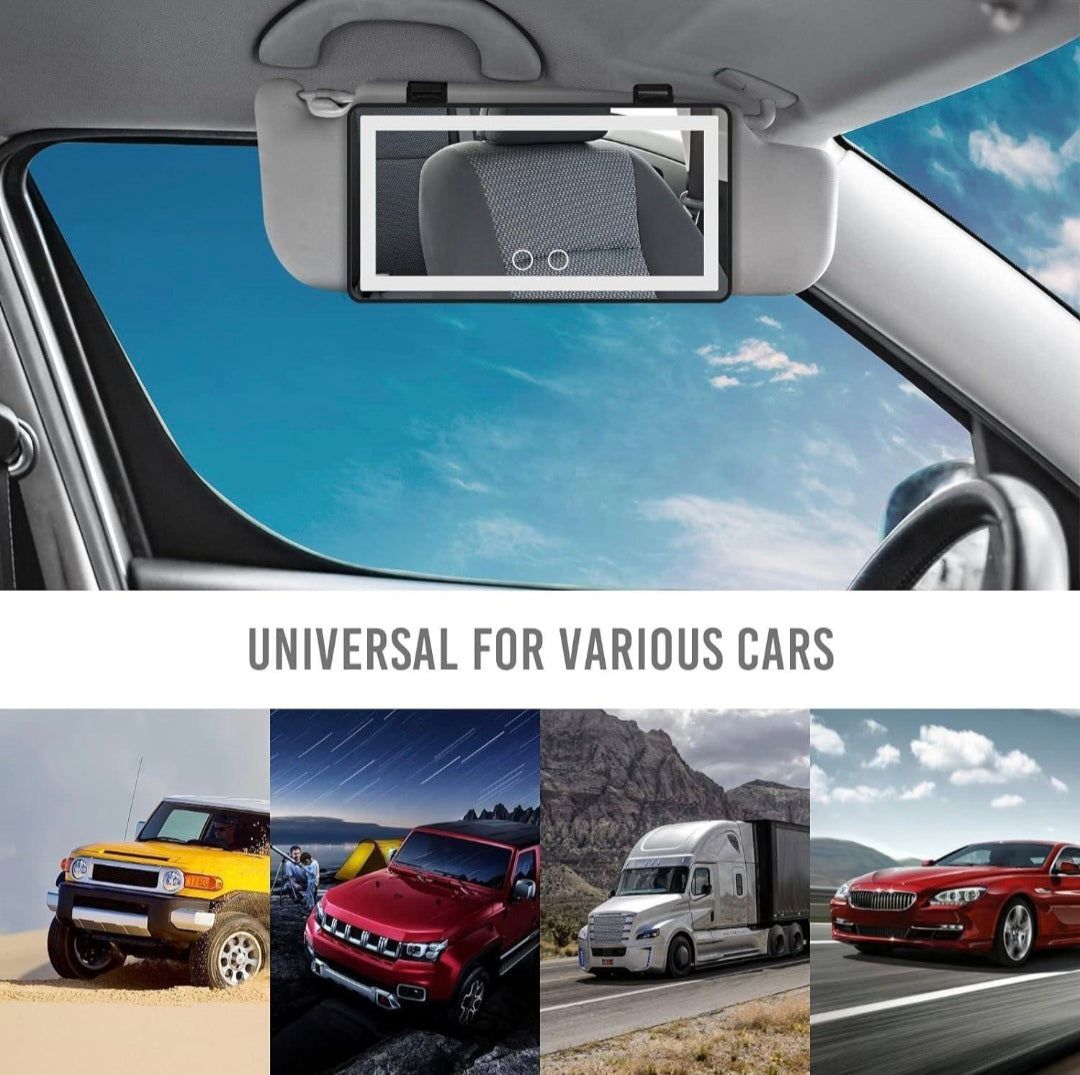 Upgrade Car Sun Visor Vanity Mirror With 80 LEDs - 3 Light Modes, Rechargeable, Dimmable Touch Control - Universal for Car, Truck, SUV