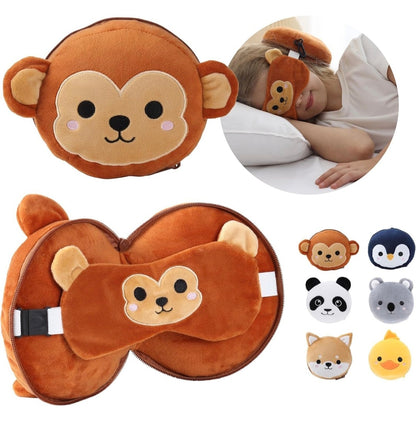 2 in 1 Cute Travel Pillow With Eye Mask Set