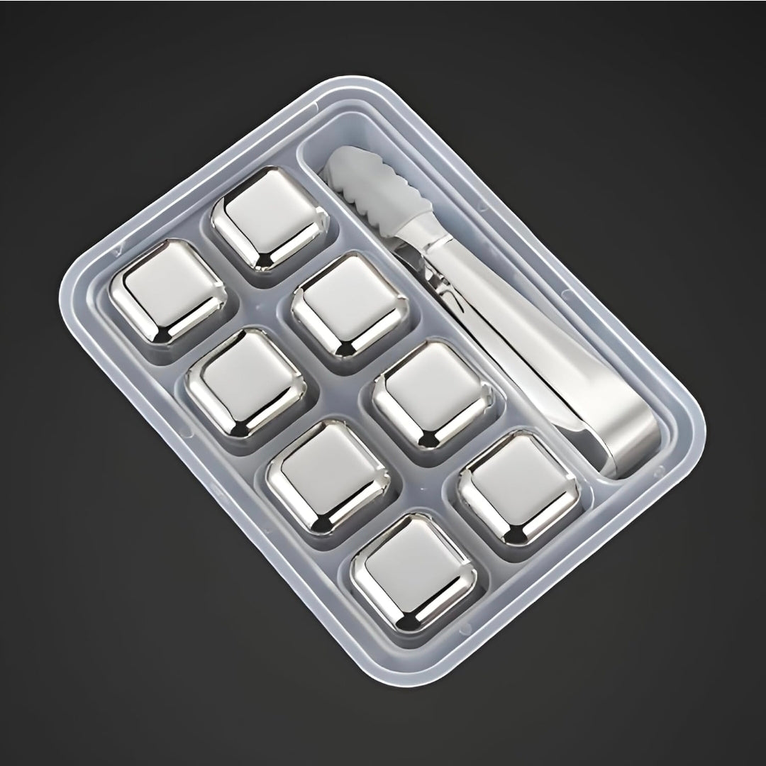 Reusable Metal Ice Cubes for Chilling Whisky, Wine, Cocktails – Food Grade, Quick-Freezing, No Dilution (Pack Of 8)