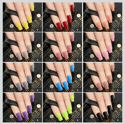 576 Pcs Glossy Straight Fake Nails Full Cover Coffin Acrylic Tips(24 Colours)