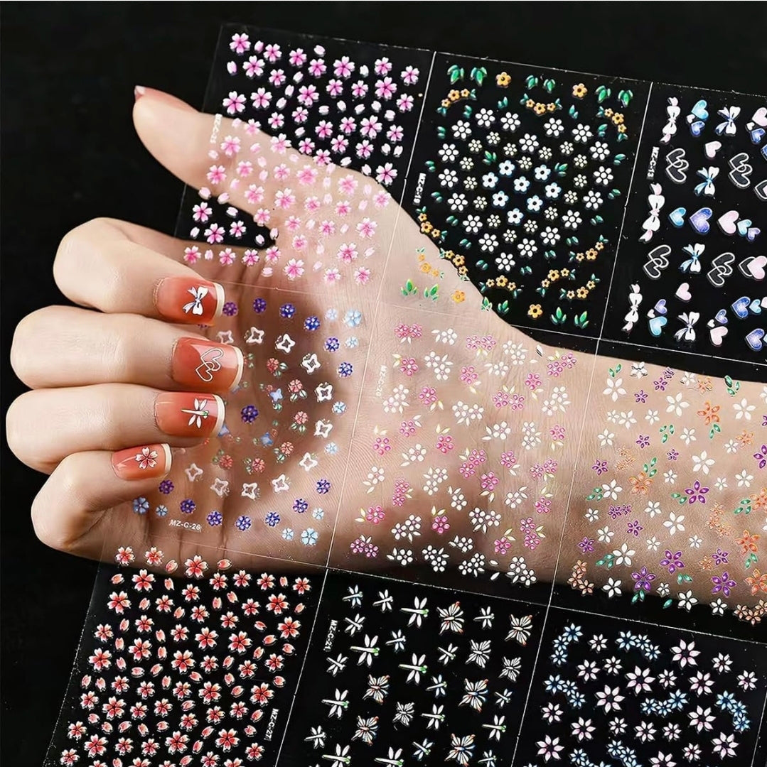 Mini Flower Nail Art colorful Stickers (30 Sheets)