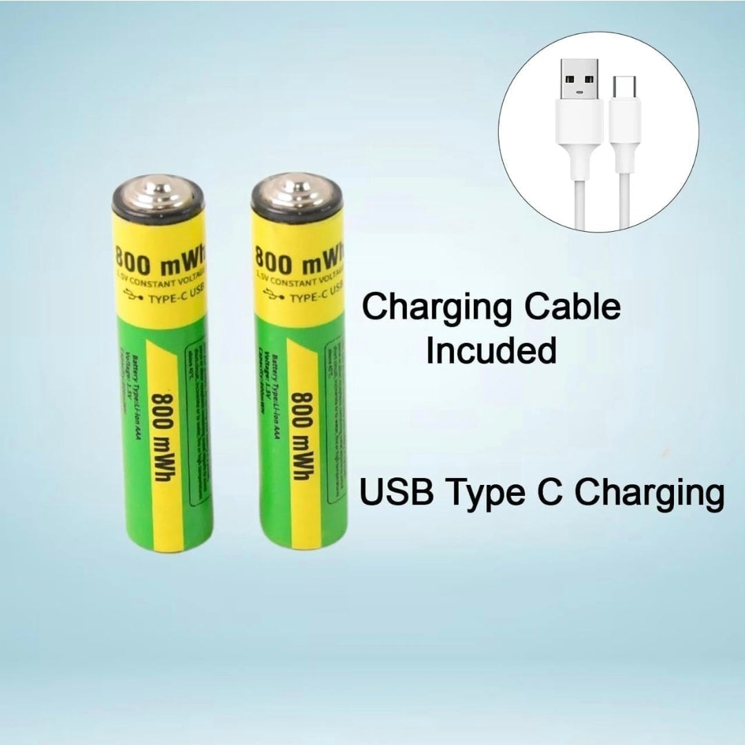 Type C Rechargeable AA Batteries 800mWh (2 Pack)