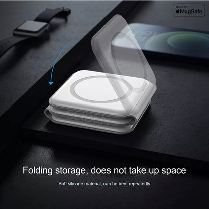 3 in 1 MagSafe compatible Magnetic Foldable Wireless Charger for iPhone 17 to 12 Series | Compatible with AirPods 2/3, Pro2, Pro3 | Compatible with only Apple Watch Series | 23W Charging - Pearl White