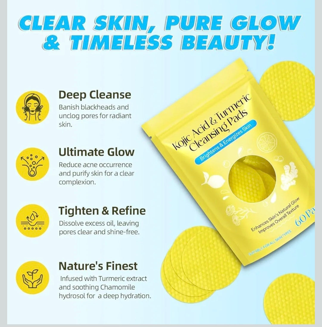 Kojic Acid and Turmeric Cleansing Pads for Dark Spots