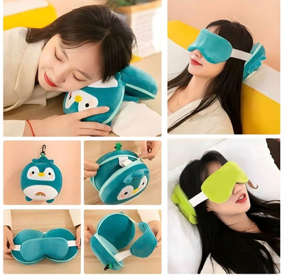 2 in 1 Cute Travel Pillow With Eye Mask Set