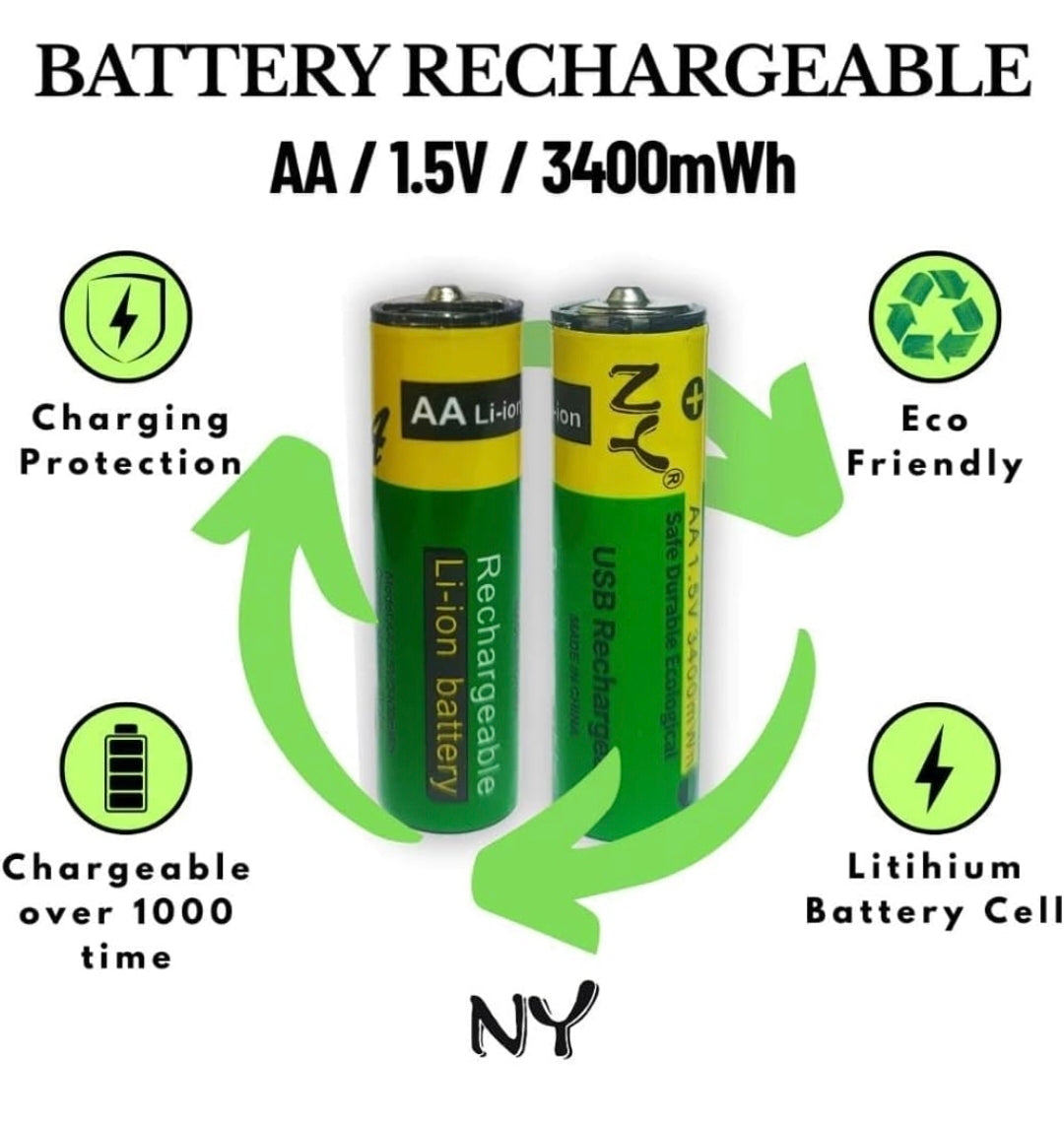 Type C Rechargeable AA Batteries 800mWh (2 Pack)