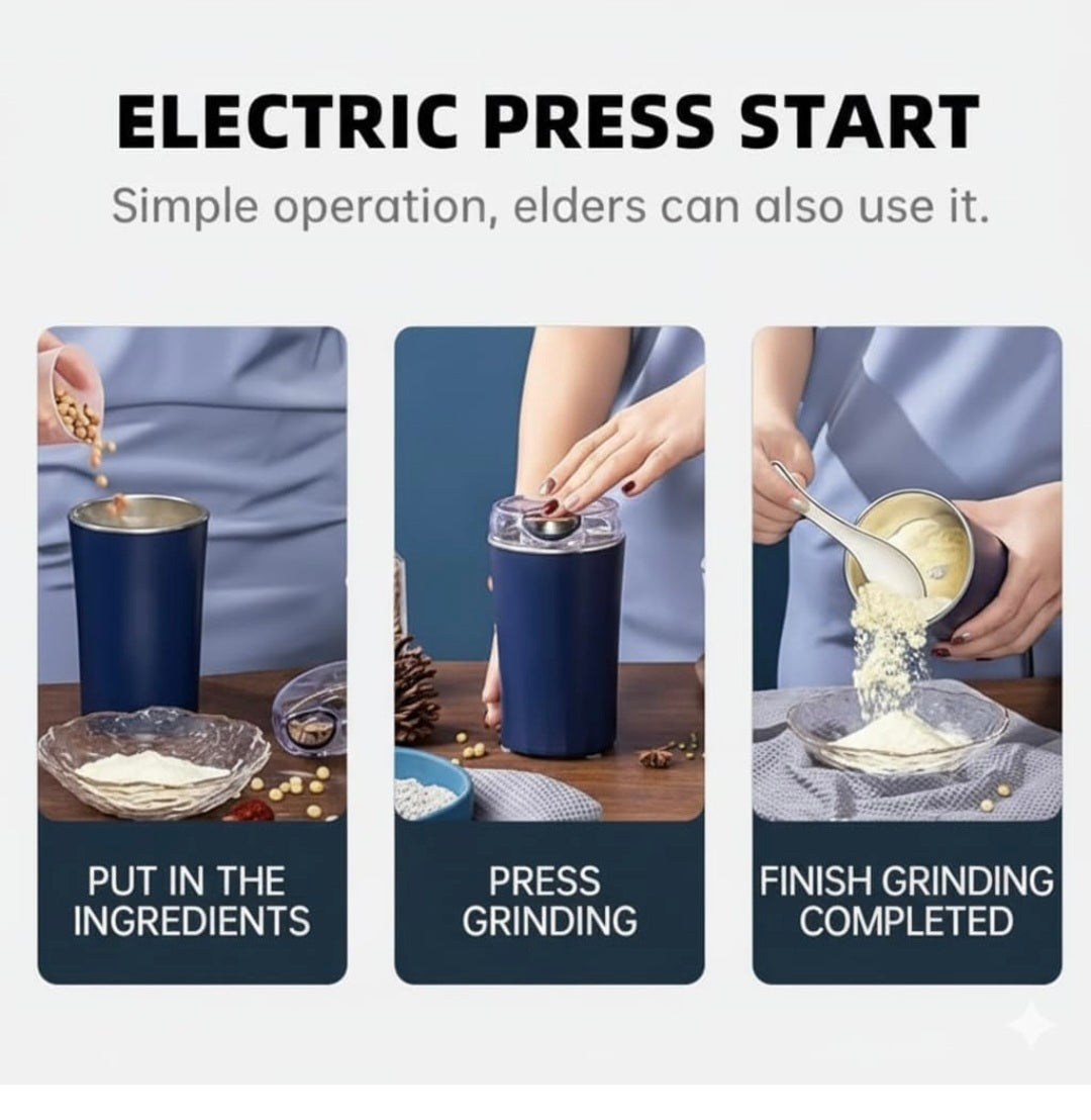 Portable Electric Coffee Grinder Spice & Coffee Bean Grinder Stainless Steel 4 Blade Mixer Grinder for Masala & Herb Push Button Control Durable Grinding Machine for Dry Item (Medium)