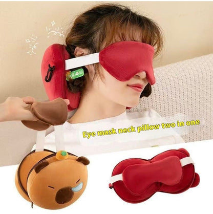 2 in 1 Cute Travel Pillow With Eye Mask Set