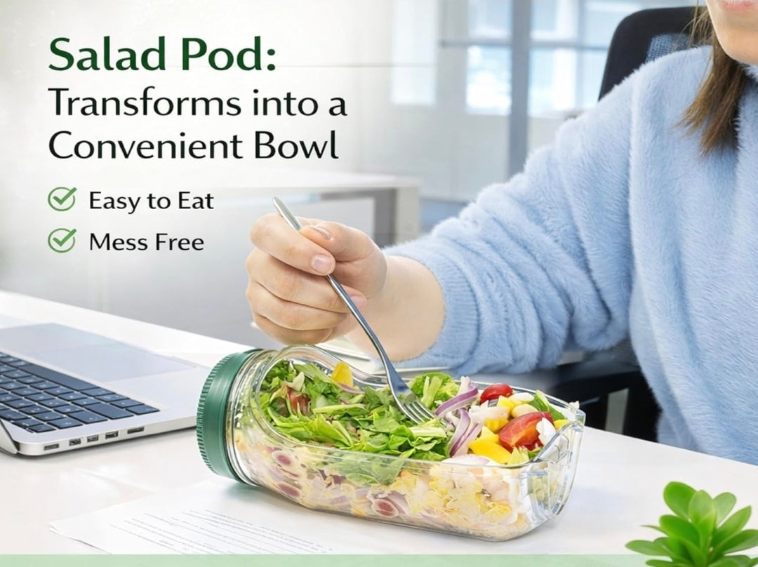 Portable Salad Container with Leakproof Dressing Compartment
