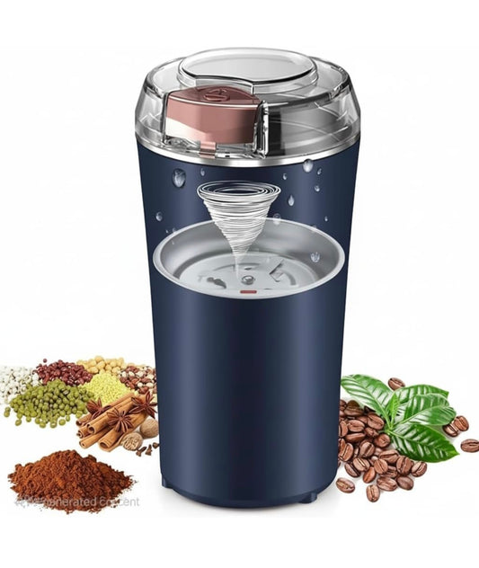Portable Electric Coffee Grinder Spice & Coffee Bean Grinder Stainless Steel 4 Blade Mixer Grinder for Masala & Herb Push Button Control Durable Grinding Machine for Dry Item (Medium)