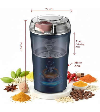 Portable Electric Coffee Grinder Spice & Coffee Bean Grinder Stainless Steel 4 Blade Mixer Grinder for Masala & Herb Push Button Control Durable Grinding Machine for Dry Item (Medium)