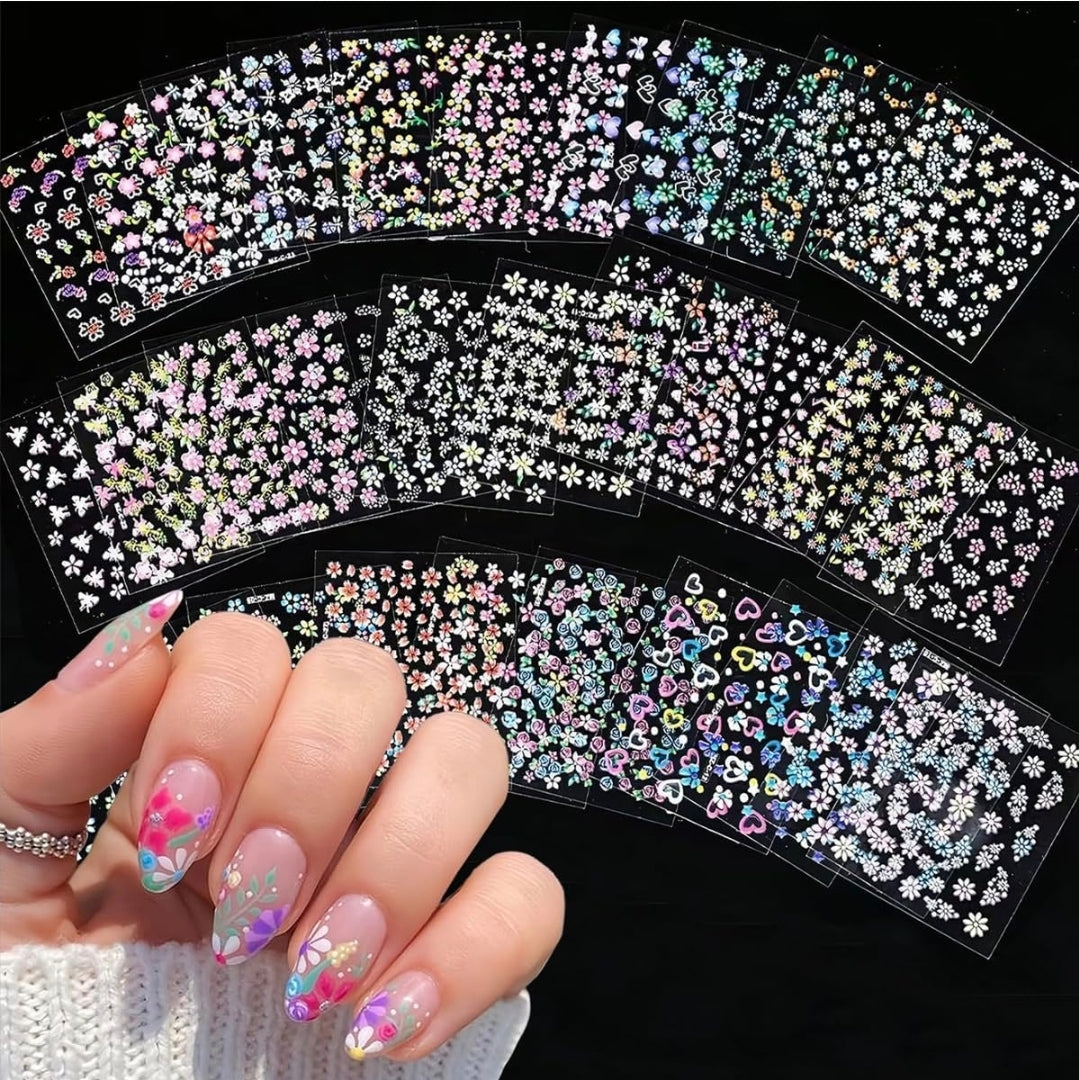 Mini Flower Nail Art colorful Stickers (30 Sheets)