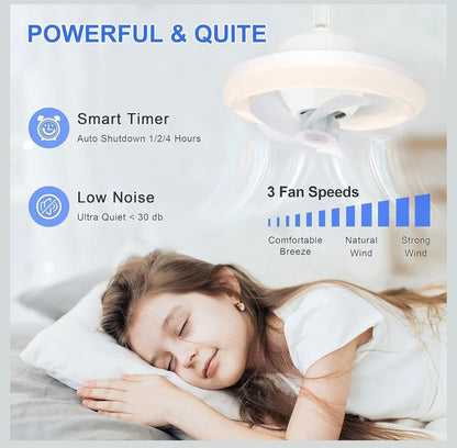 LED Ceiling Fan Light for Bedroom Kids' Room Home, Office, Cabin & Kitchen