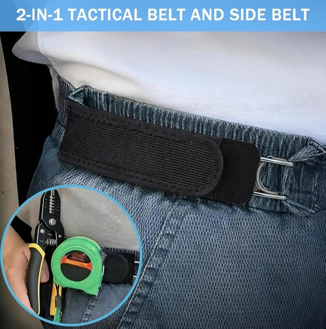 Buckleless Belt Hook Tactical Metal Hook Elastic Belt Unisex Buckle-Less Invisible Waist Belts for Work & Edc