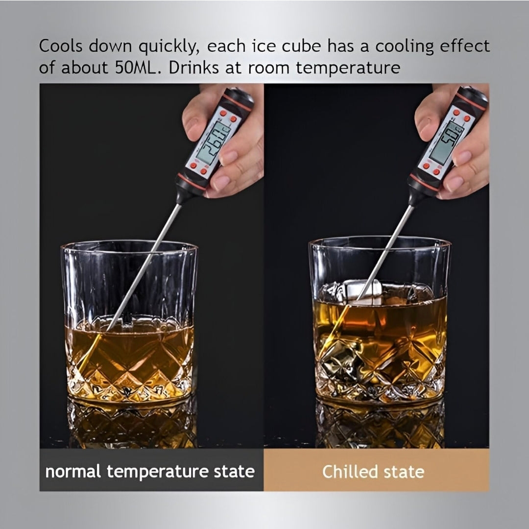 Reusable Metal Ice Cubes for Chilling Whisky, Wine, Cocktails – Food Grade, Quick-Freezing, No Dilution (Pack Of 8)