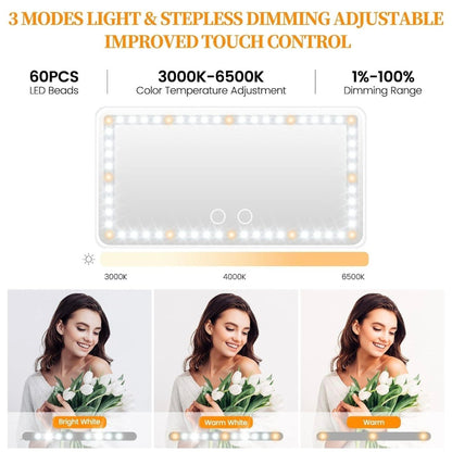 Upgrade Car Sun Visor Vanity Mirror With 80 LEDs - 3 Light Modes, Rechargeable, Dimmable Touch Control - Universal for Car, Truck, SUV