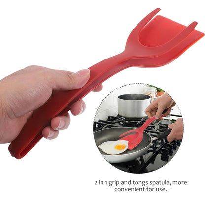 Colorful 2 in 1 Silicone Spatula Tongs for Cooking