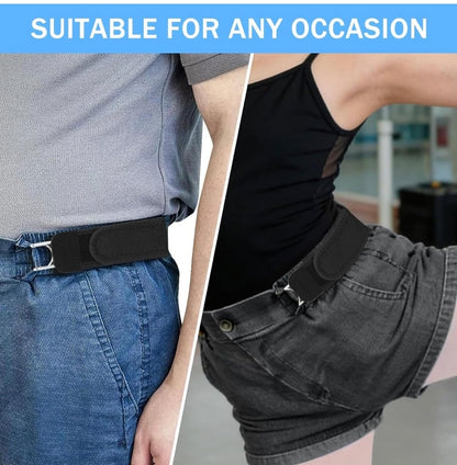 Buckleless Belt Hook Tactical Metal Hook Elastic Belt Unisex Buckle-Less Invisible Waist Belts for Work & Edc