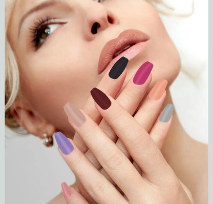 576 Pcs Glossy Straight Fake Nails Full Cover Coffin Acrylic Tips(24 Colours)